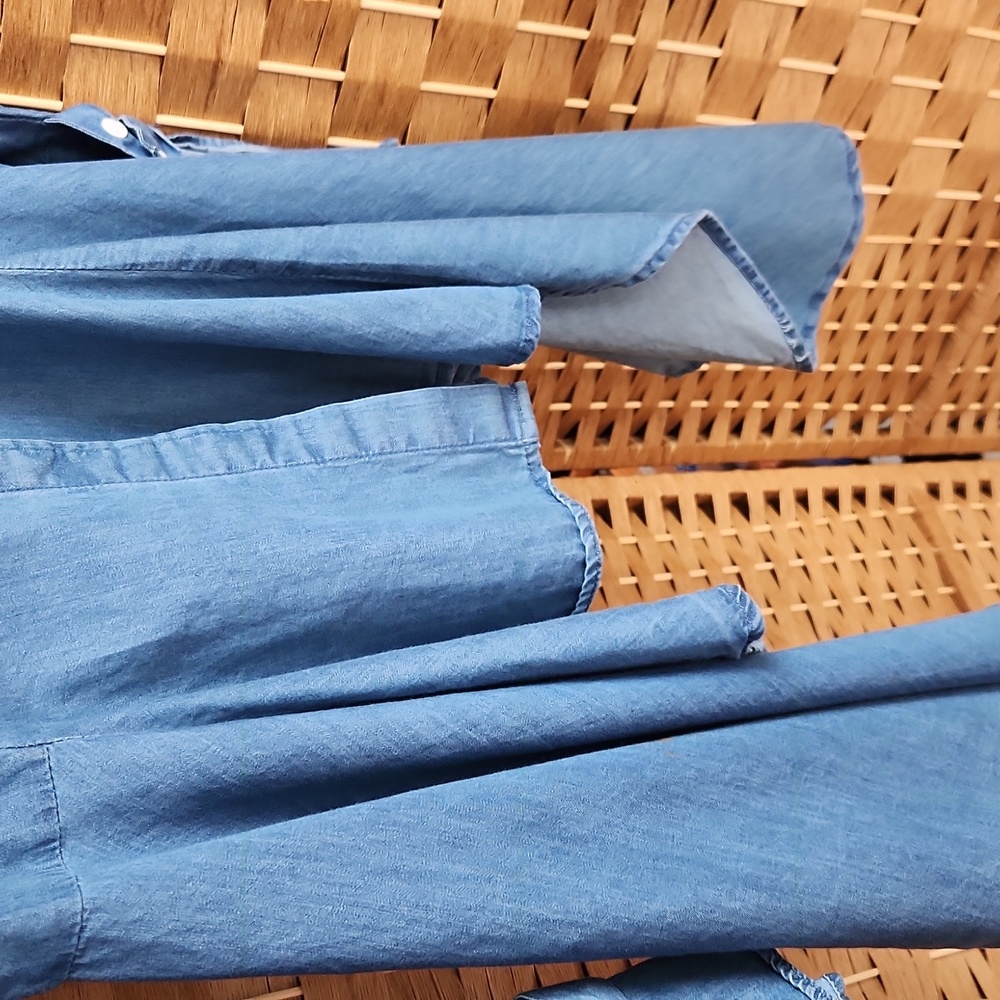 Fall, Spring High Low Button-Up Chambray Collard … - image 6